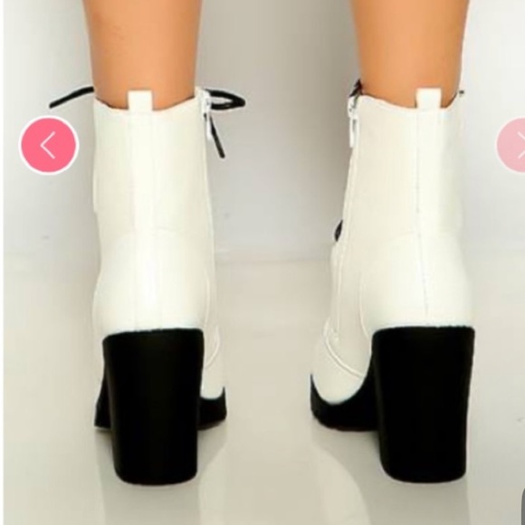 White Booties Chunky Heel 5.5 - Picture 4 of 7